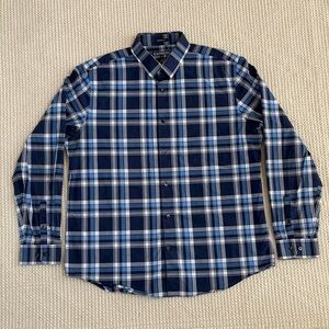 Express Blue Plaid Shirt XL modern fit
